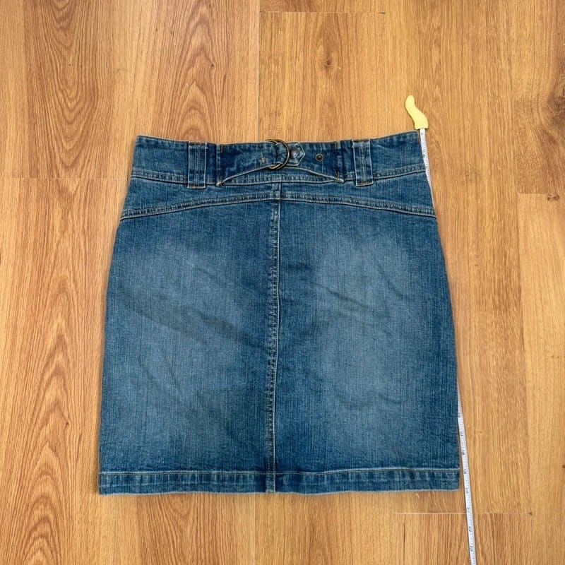 Topshop Moto Vintage Denim Mini Skirt Cargo Faded Blue Wash