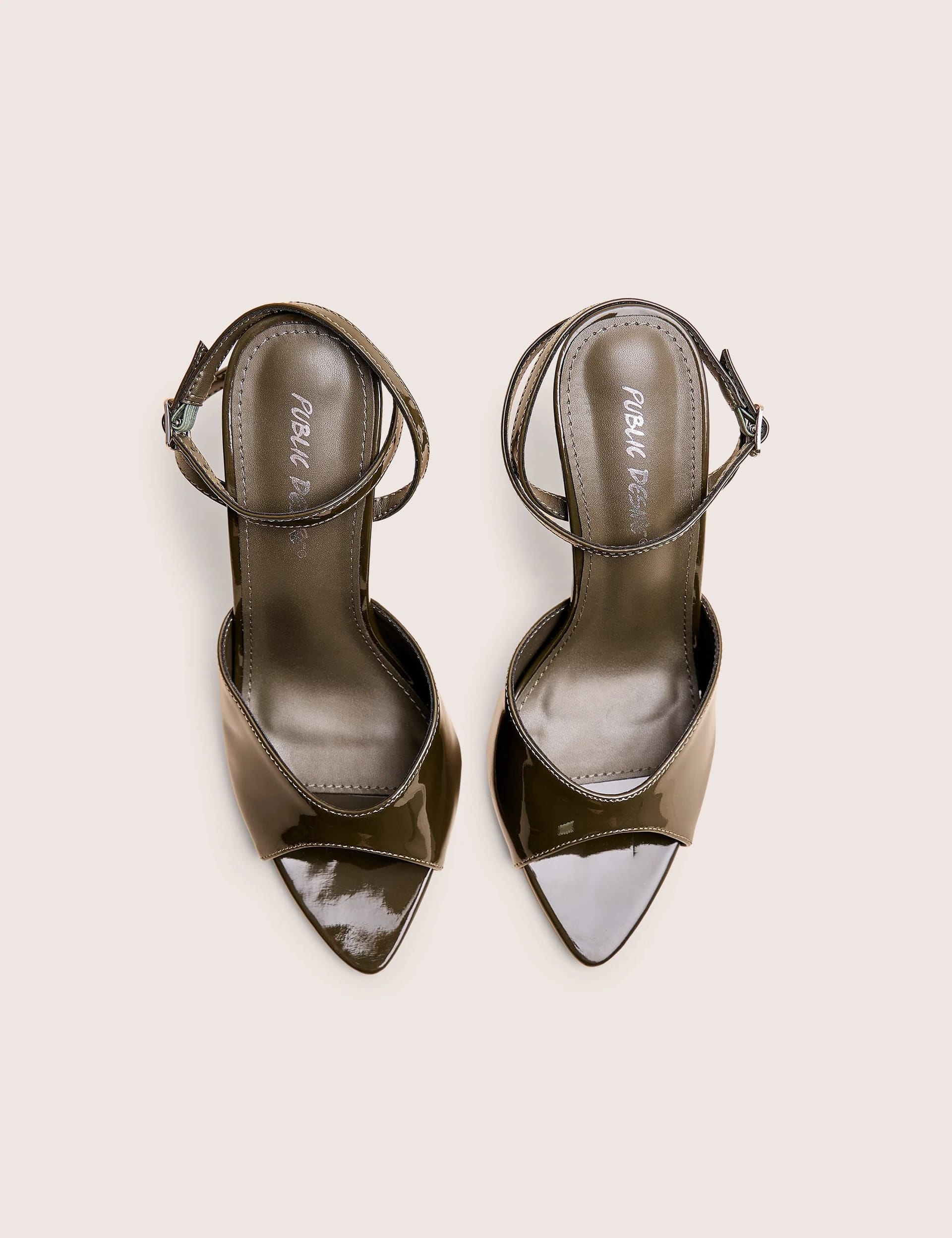Public Desire Caught on Olive Peep Toe Curved High Heel - 4