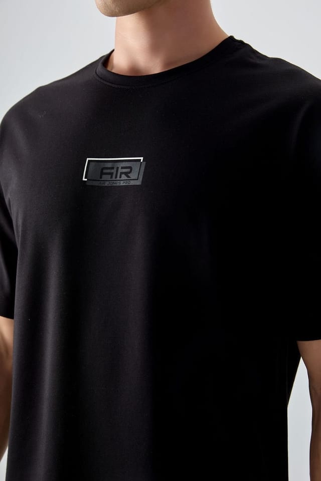 Tommy Life Tommy Life Men's Oversized Logo Patch T-Shirt in Black - 3