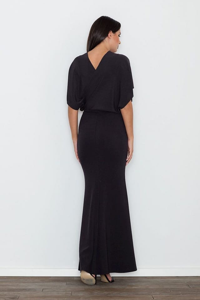 Love Lace Love Lace Women's Elegant Fitted Long Dress with Sheer Bodice in Black - 3