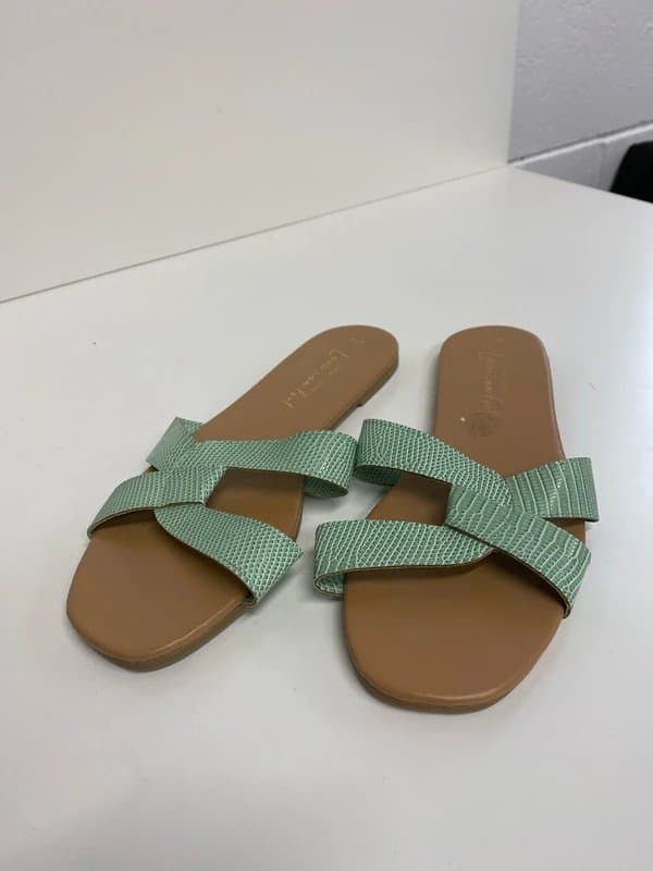 New Look Fabulous Green mint faux croc sliders Uk7 New Look SM438