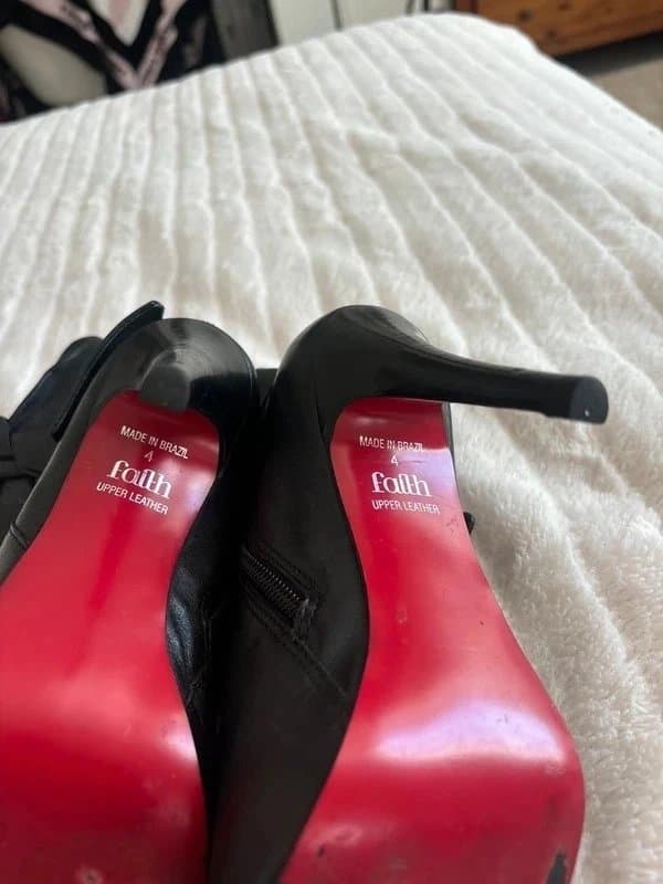 Faith Vintage Faith Black Leather Bow Ankle Boots - Size 4 Made in Brazil