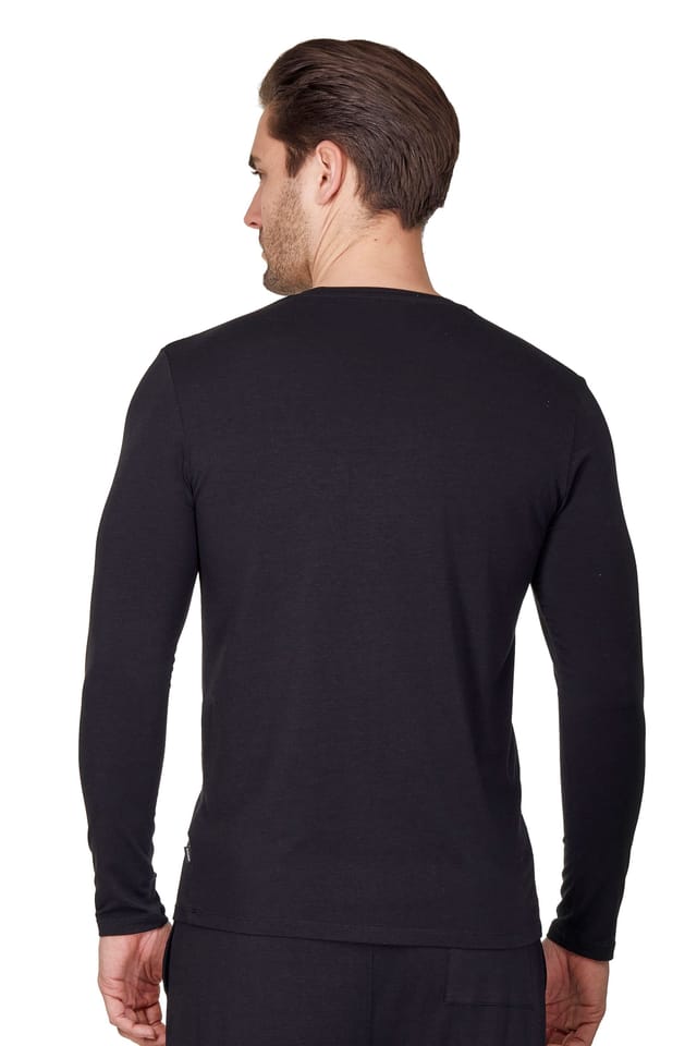 Haigman Haigman Men's 2 Pack Bamboo Cotton Soft Stretch Long Sleeve T-Shirts in Black - 3