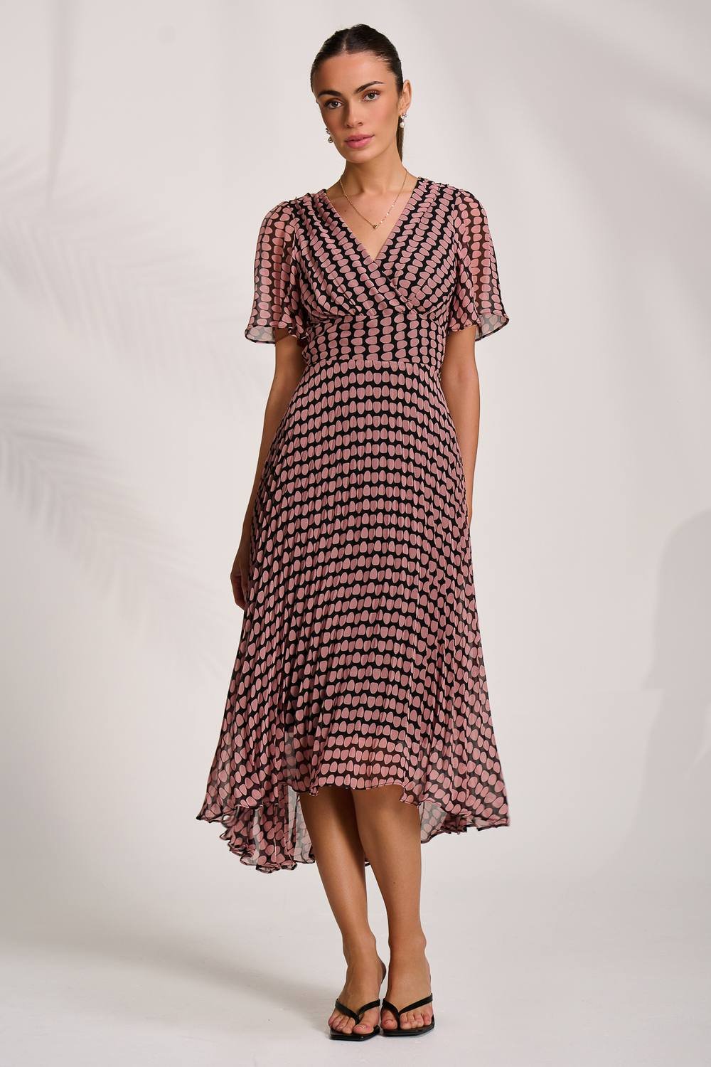 Jolie Moi Jolie Moi Women's Pleated Chiffon Maxi Dress in Pink - 2