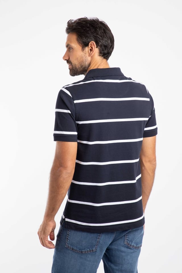 Weird Fish Weird Fish Men's Fabian Striped Pique Polo Shirt in Midnight - 3