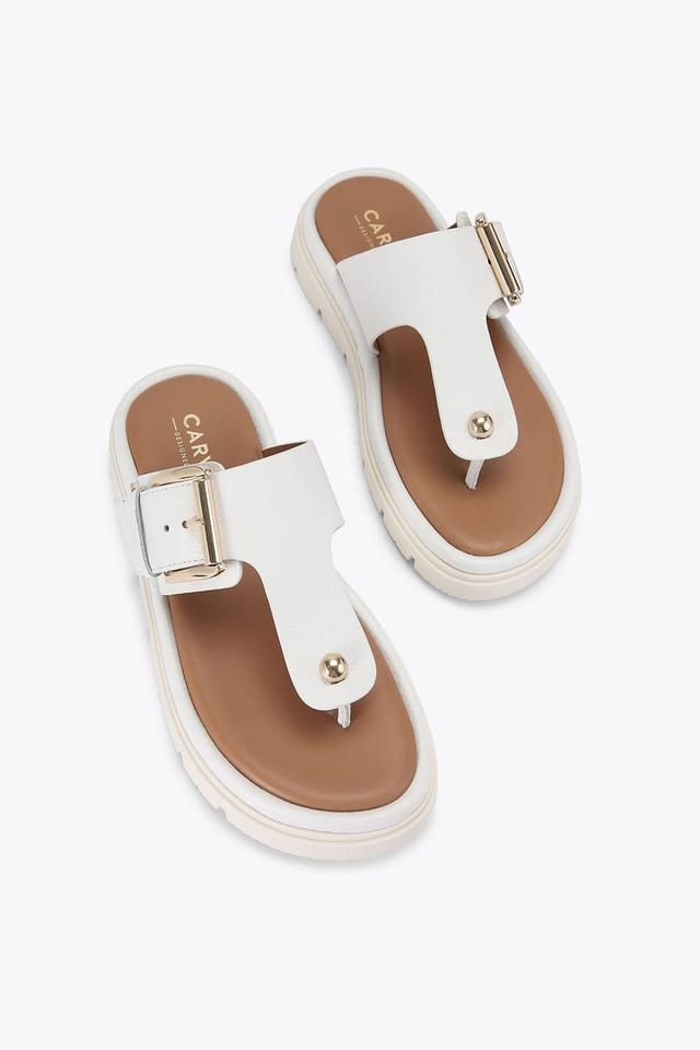 Carvela Carvela Women's 'Pavilion T Bar Mule' Leather Flats in White - 2