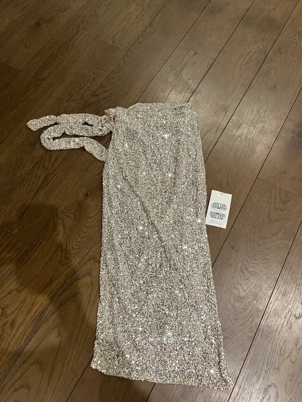 Never Fully Dressed Never fully dressed silver sequin maxi wrap jasper skirt size uk8