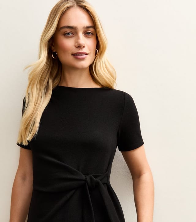 New Look Women's Black Soft Touch Tie Waist Top New Look - 2