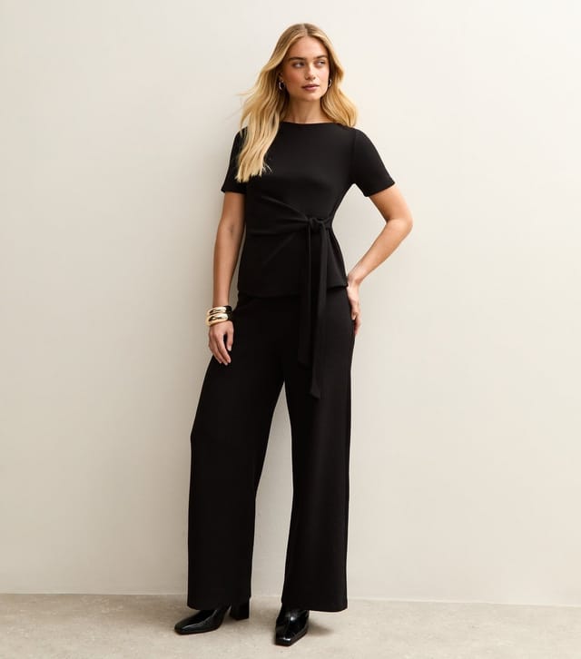 New Look Women's Black Soft Touch Tie Waist Top New Look - 3