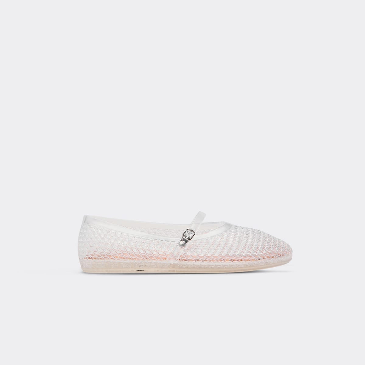 EGO Faith Buckle Strap Flat Ballet Pump In Clear Rubber, Women's Size UK 3 - 1