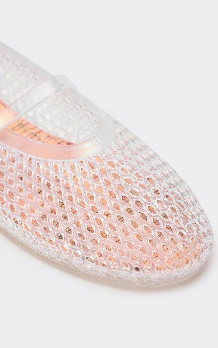 EGO Faith Buckle Strap Flat Ballet Pump In Clear Rubber, Women's Size UK 3 - 2