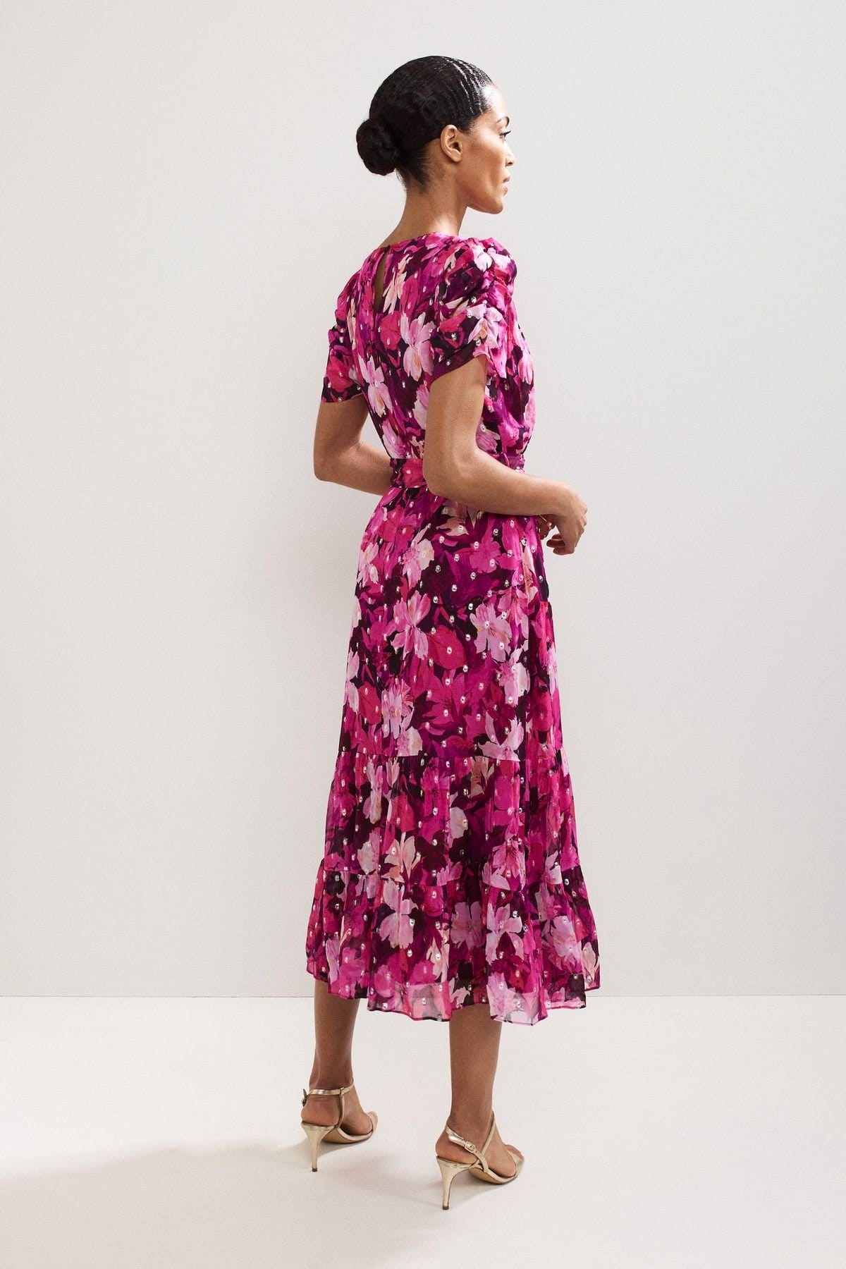 Phase Eight Phase Eight Women's Azalea Floral Shimmer Dress in Fuchsia - 4