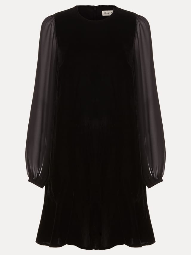 Phase Eight Phase Eight Women's Velvet Long Sleeve Swing Dress in True Black - 2