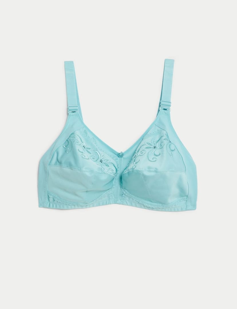 Marks & Spencer M&S Embroidered Non Wired Total Support Bra Turquoise - 1