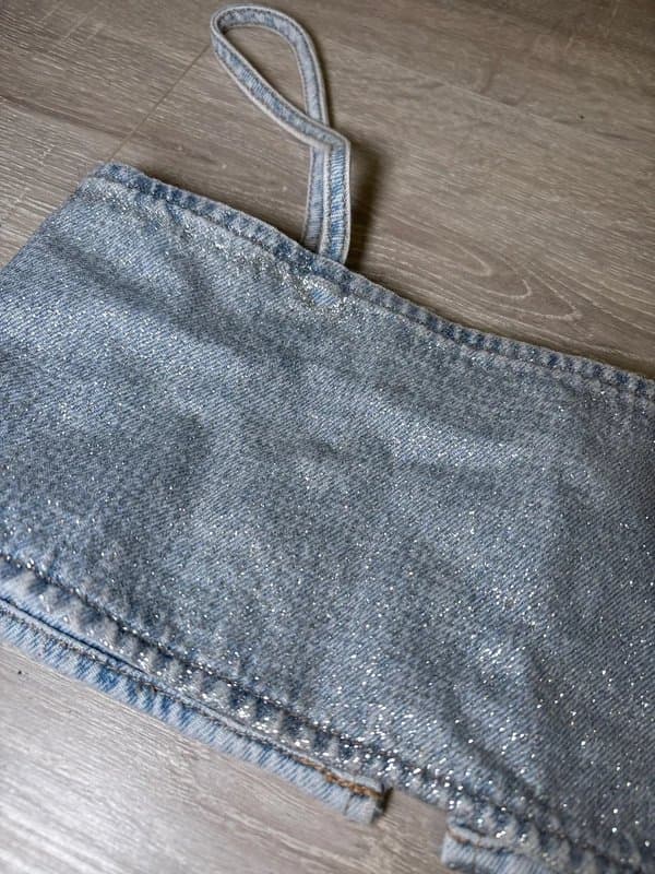 Zara Zara xs silver denim crop top