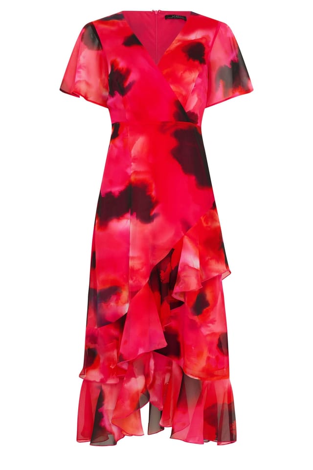 Star by Julien Macdonald Star by Julien Macdonald Women's Floral Tiered Wrap Dress in Red - 2