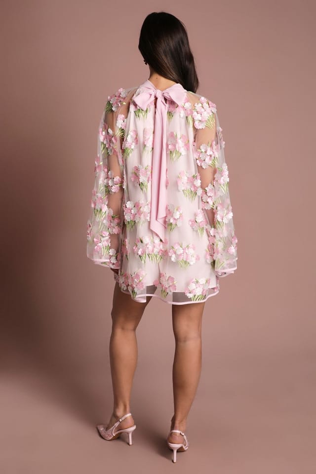 Coast Coast Women's Muse Embroidered Mesh Shift Dress in Pink - 3