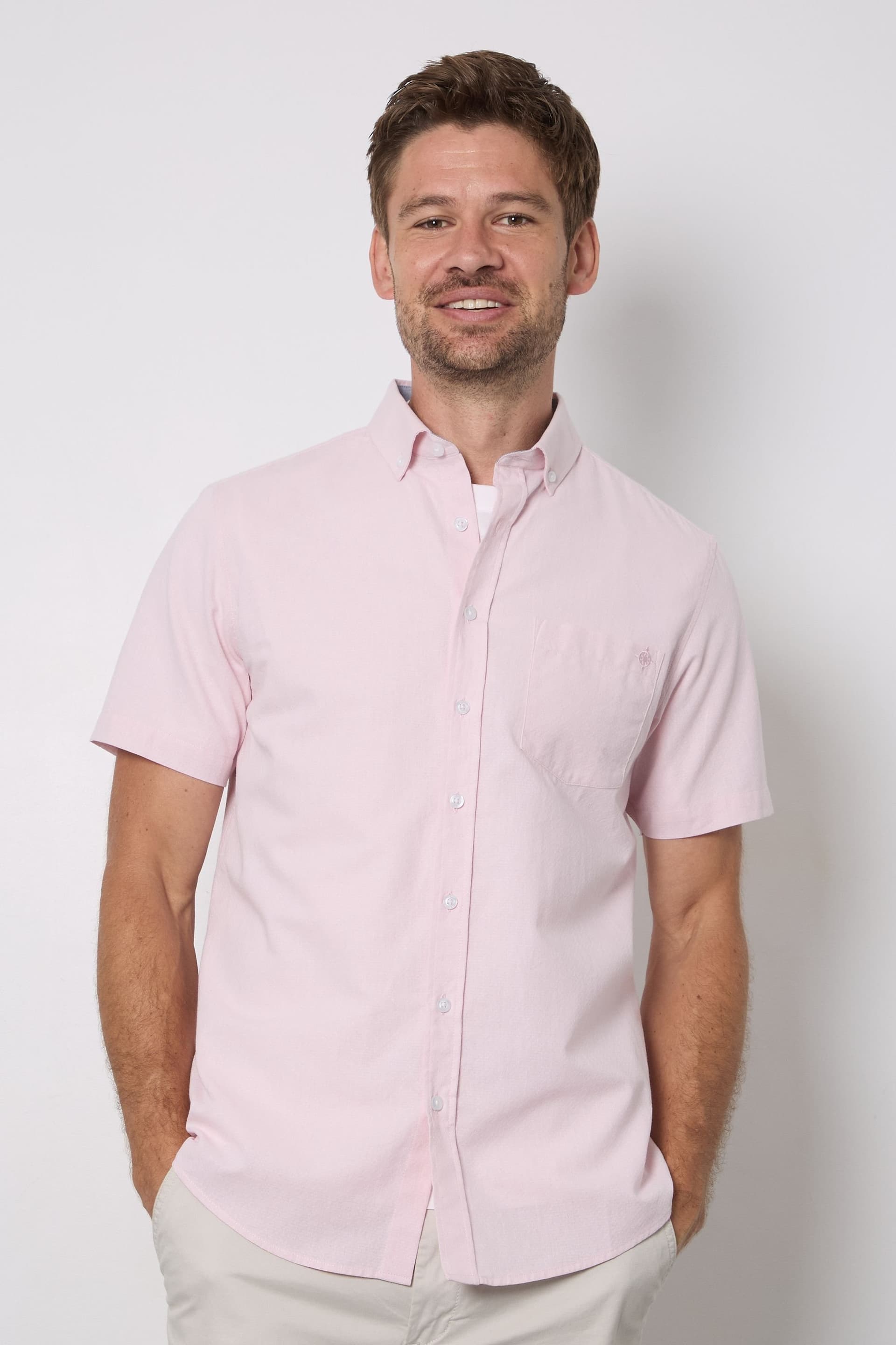 Maine Maine Men's Pink Textured Short Sleeve Shirt
