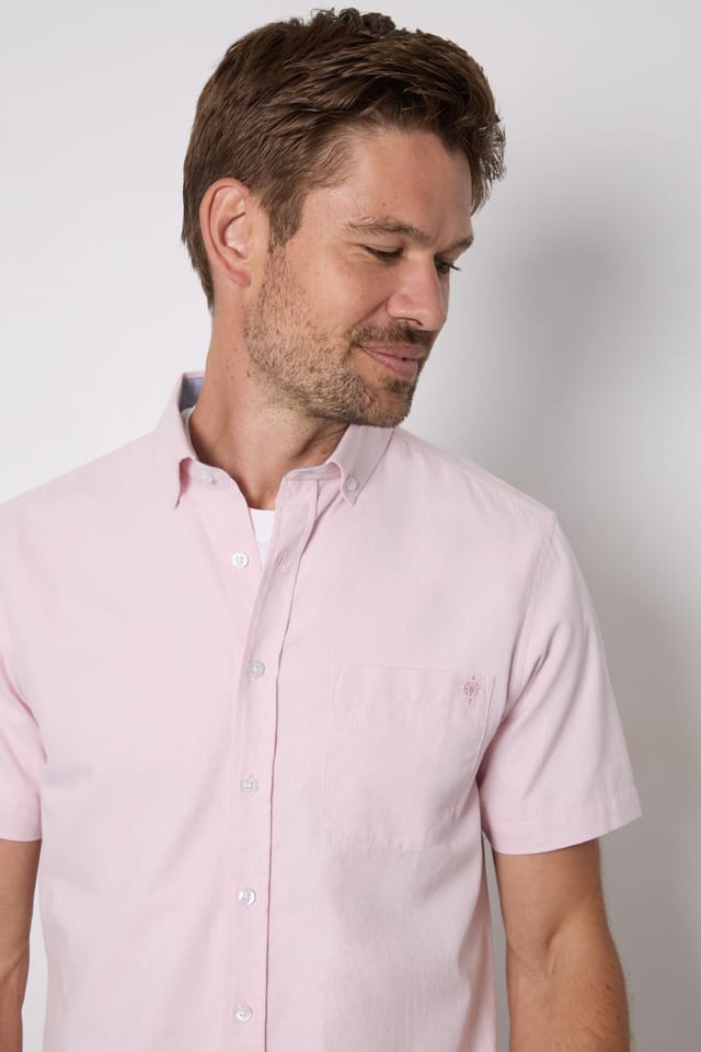 Maine Maine Men's Pink Textured Short Sleeve Shirt - 2