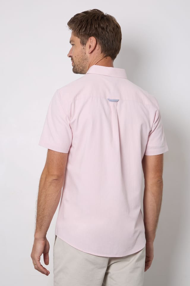 Maine Maine Men's Pink Textured Short Sleeve Shirt - 3