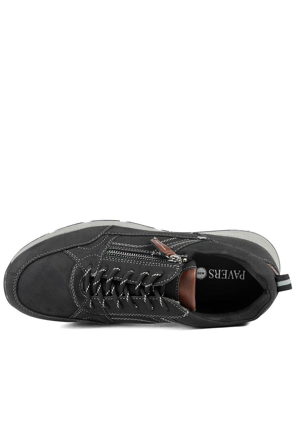 Pavers Pavers Men's Wide Fit Zip & Lace Fasten Casual Trainers in Black - 4
