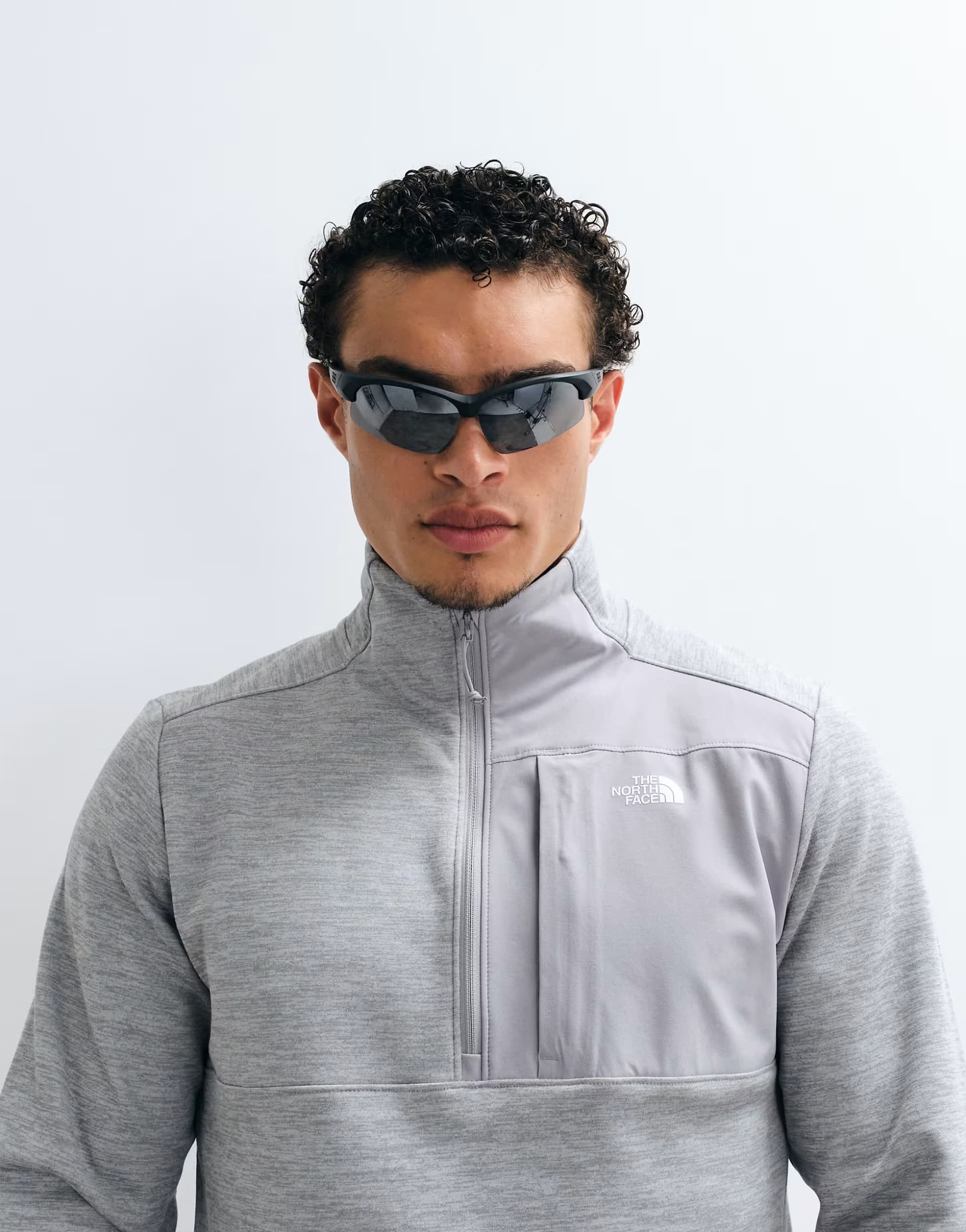 ASOS The North Face 1/4 zip performance fleece in light grey