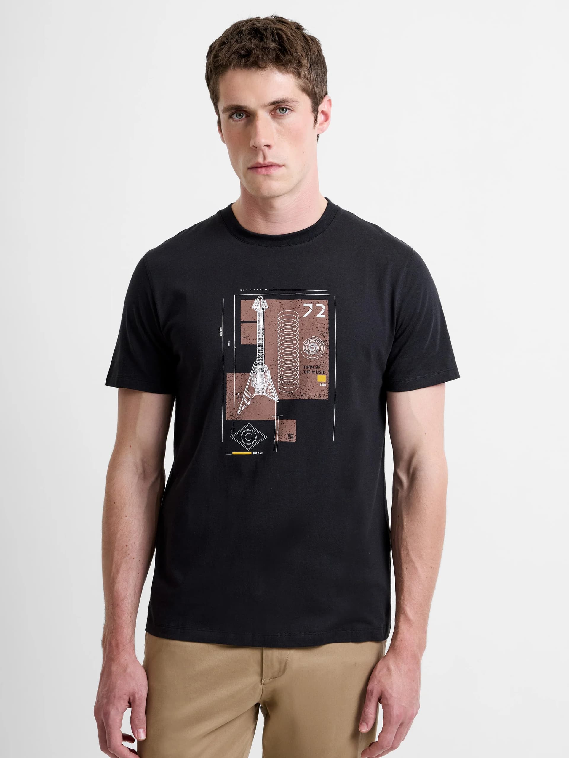 French Connection Camden Guitar Organic Graphic T-Shirt Black