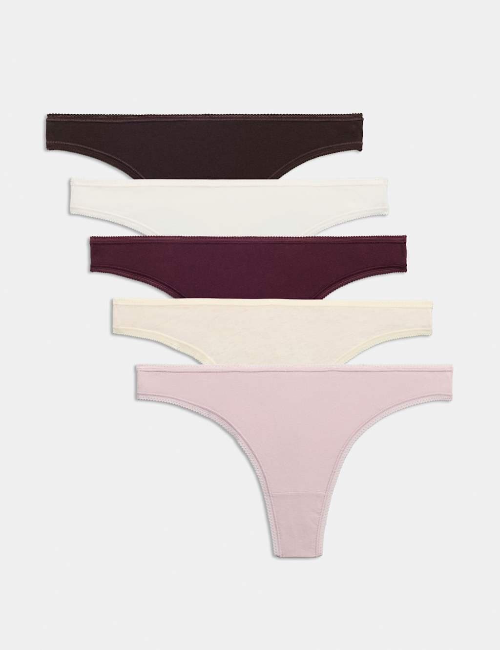 Marks & Spencer M&S 5 Pack Cotton Lycra® Thongs Bitter Chocolate