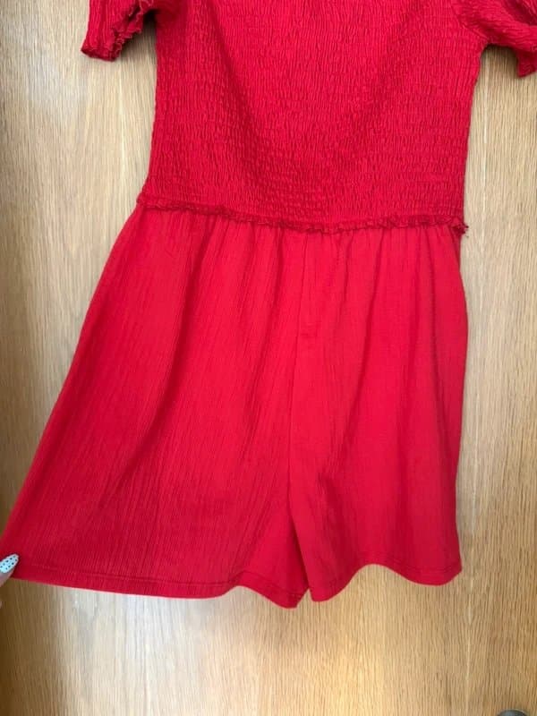 Bershka Off the shoulder red playsuit