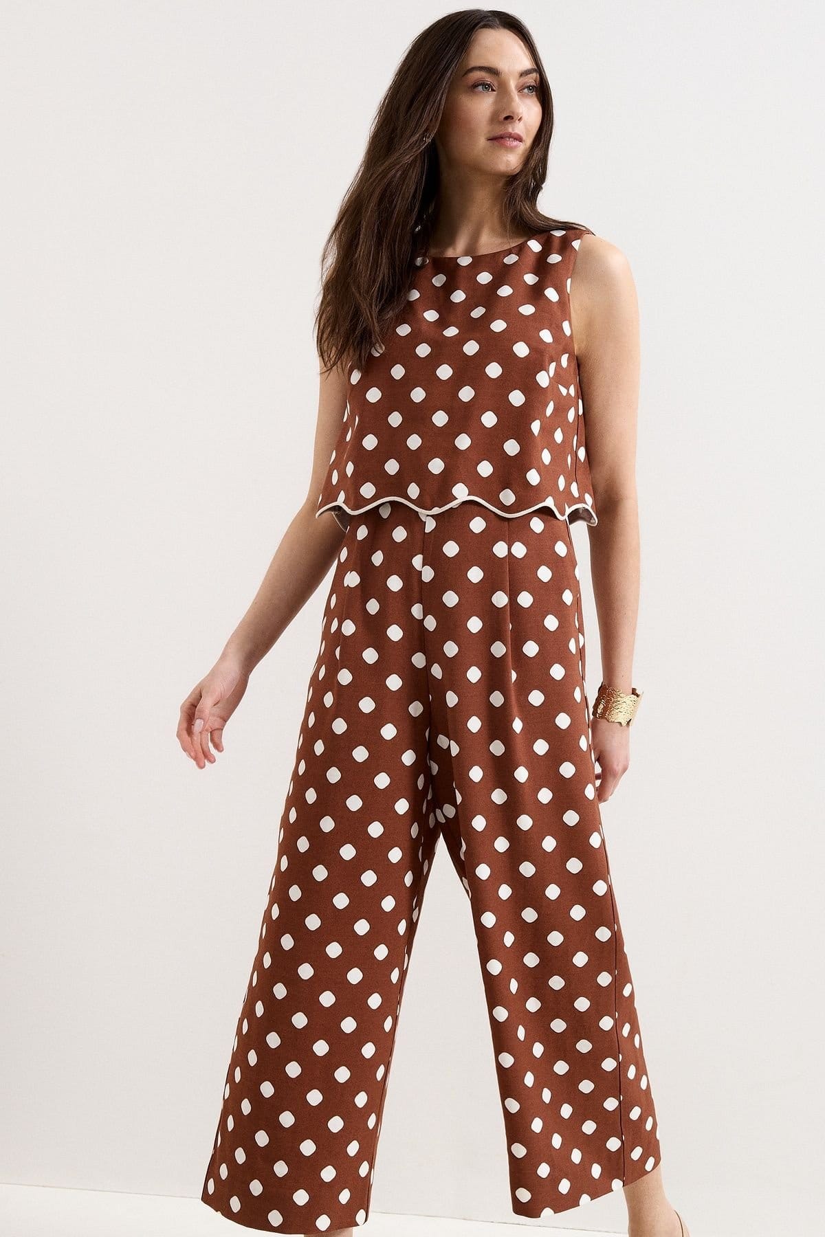 Phase Eight Phase Eight Women's Alia Spot Jumpsuit in Chocolate - 1