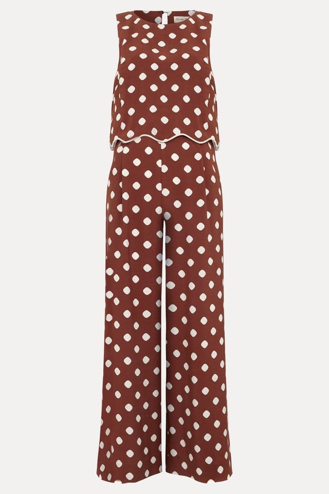 Phase Eight Phase Eight Women's Alia Spot Jumpsuit in Chocolate - 2