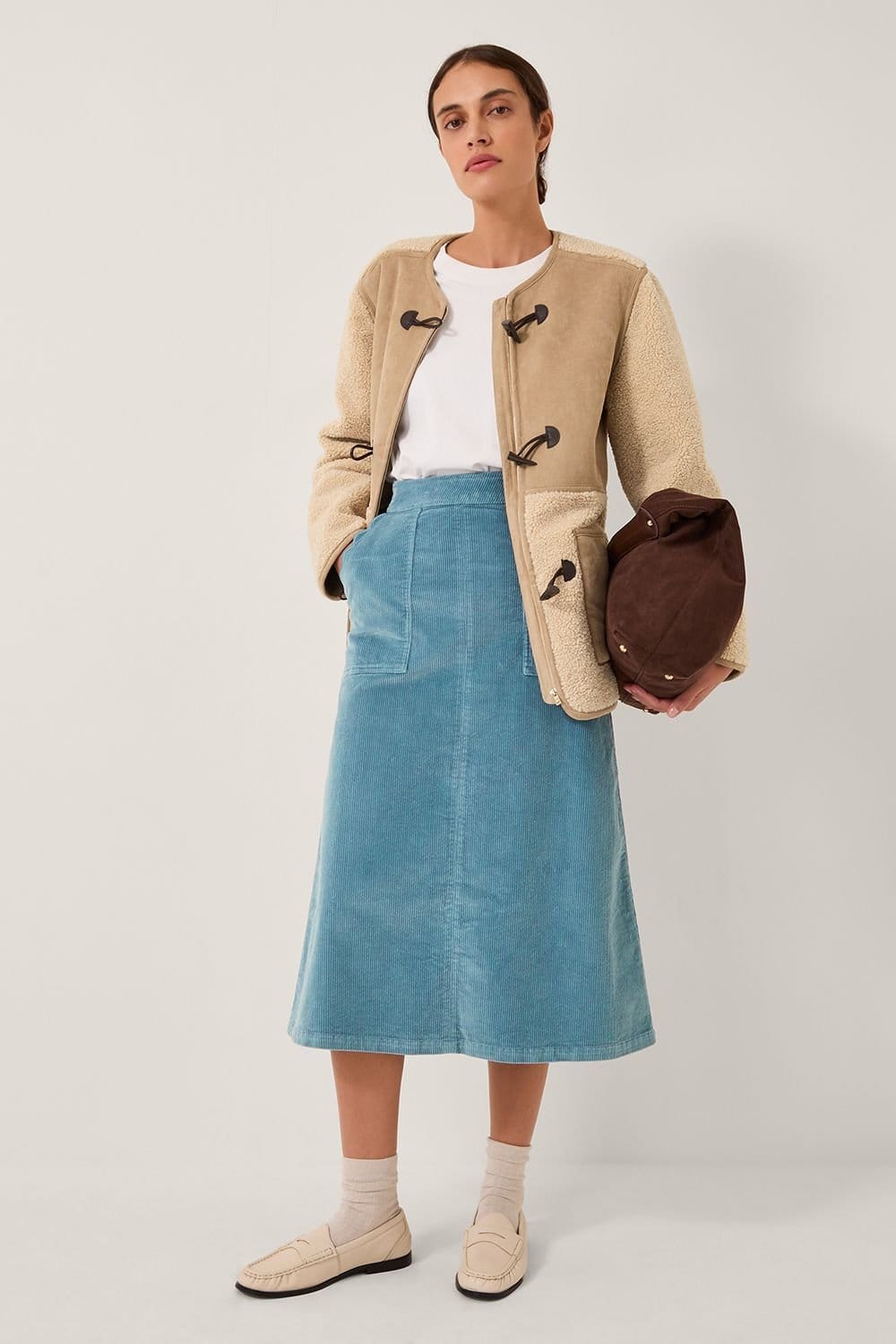 Monsoon Monsoon Women's Malika Corduroy Midi Skirt Blue in Pale Blue - 4