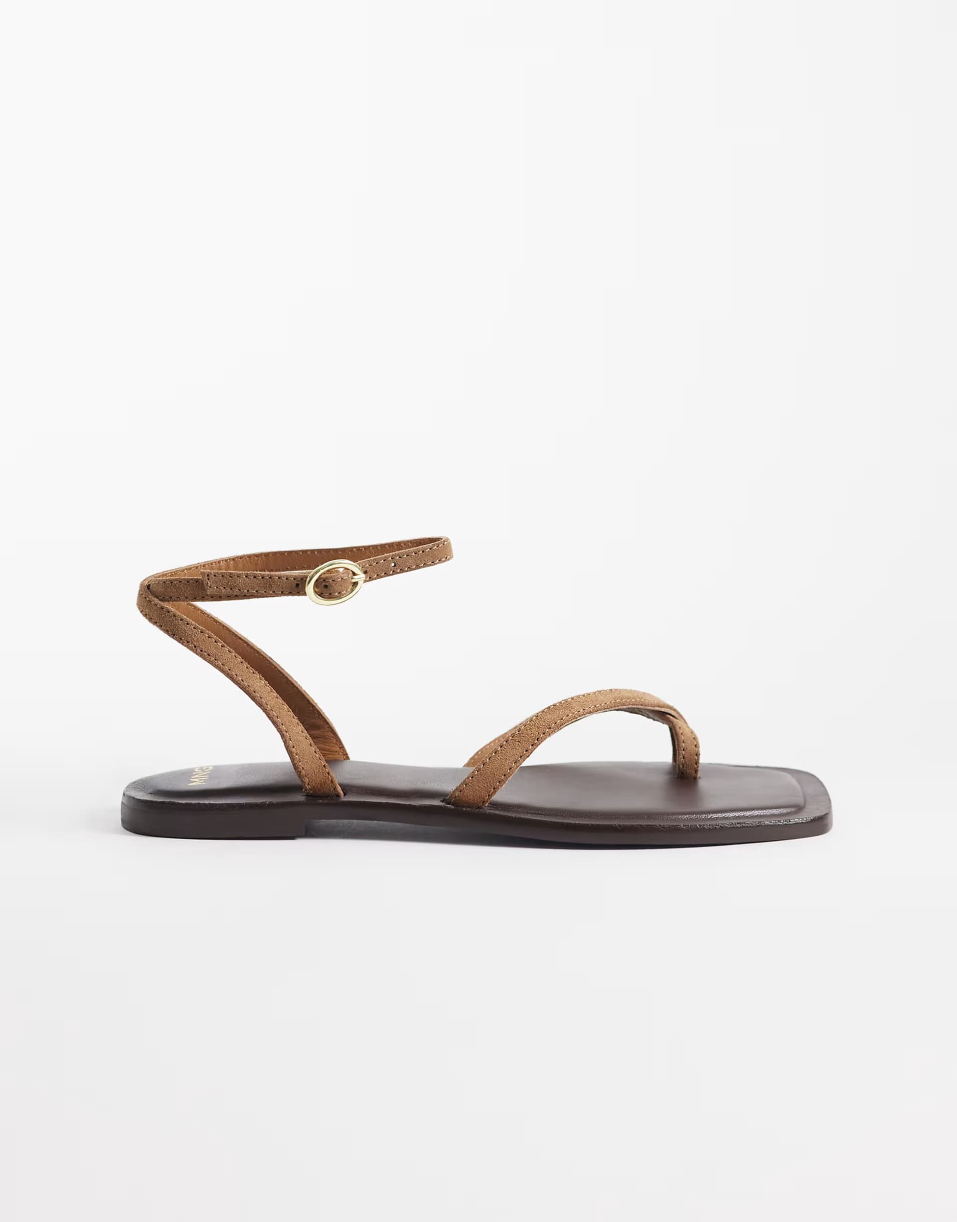 ASOS Mango 100% suede leather strappy flat sandal in brown