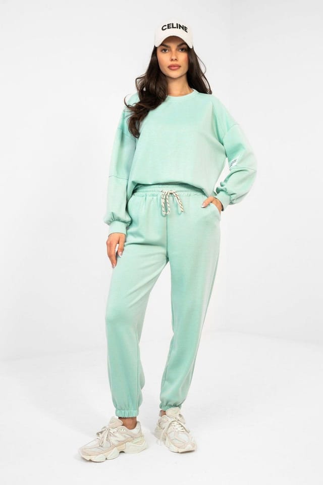 Love Lace Love Lace Women's Stylish Viscose Elastane Tracksuit Set in Green - 2