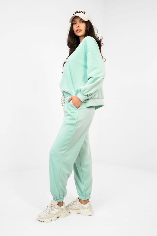 Love Lace Love Lace Women's Stylish Viscose Elastane Tracksuit Set in Green - 3