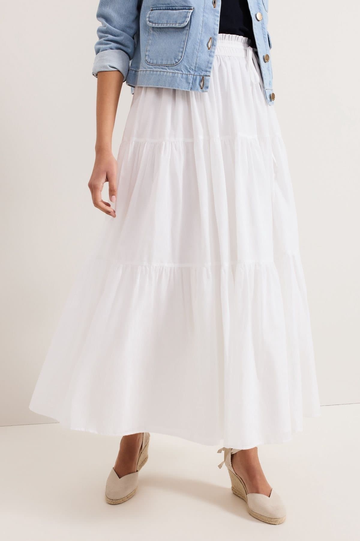 Phase Eight Phase Eight White Tiered Maxi Skirt
