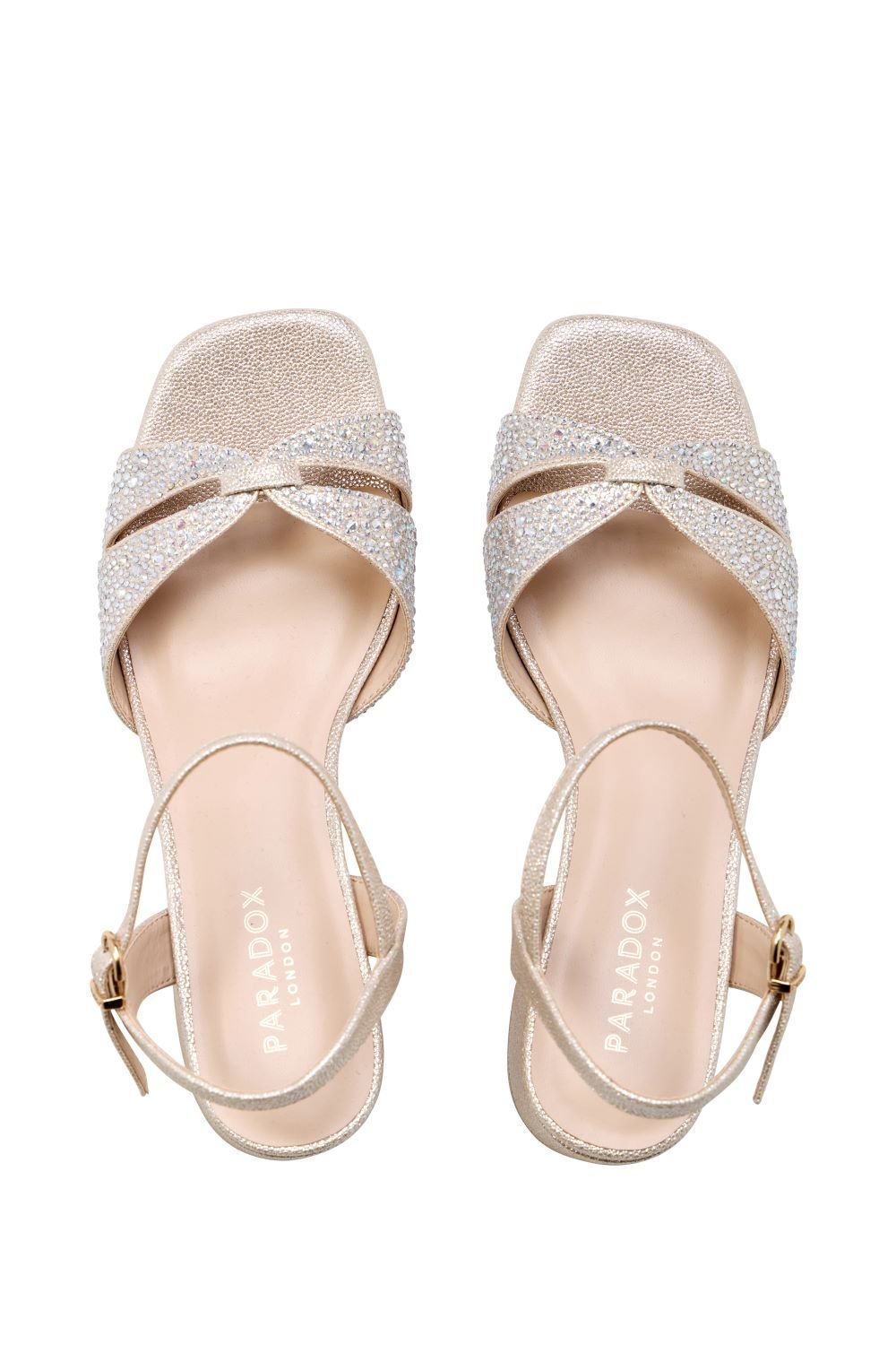 Paradox London Paradox London Women's 'Marquise' Mid Block Heel Ankle Strap Sandals in Gold - 3