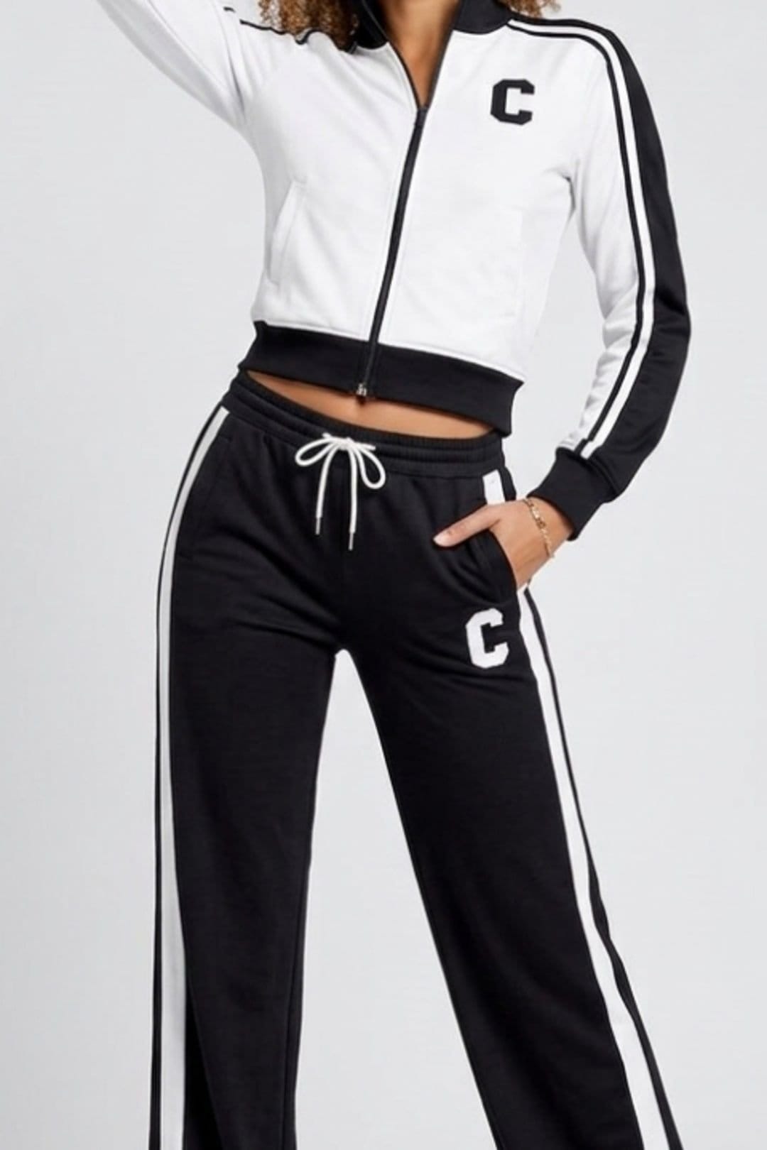 STYLEWISE STYLEWISE Women's Fleece Co-ord Zip-Up Jacket & Jogger Set in Black - 4