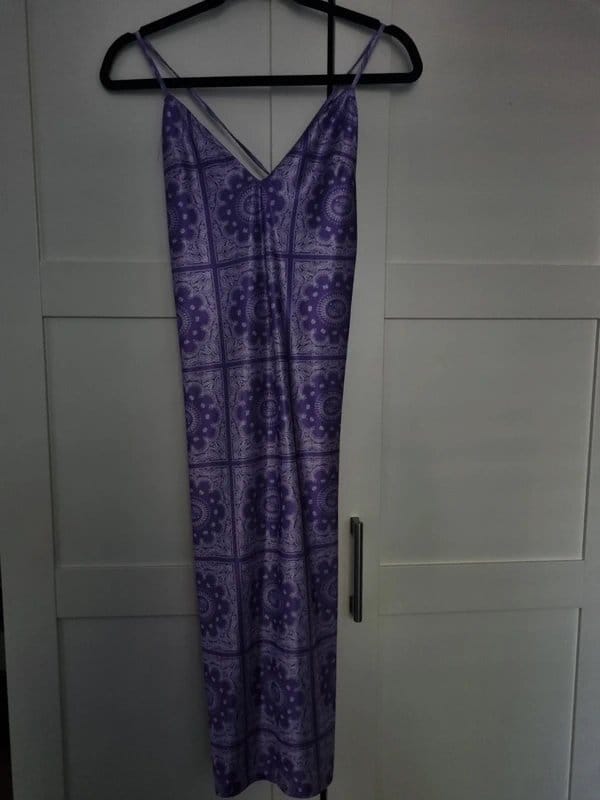 ASOS Design Purple Silk/Satin Paisley Dress