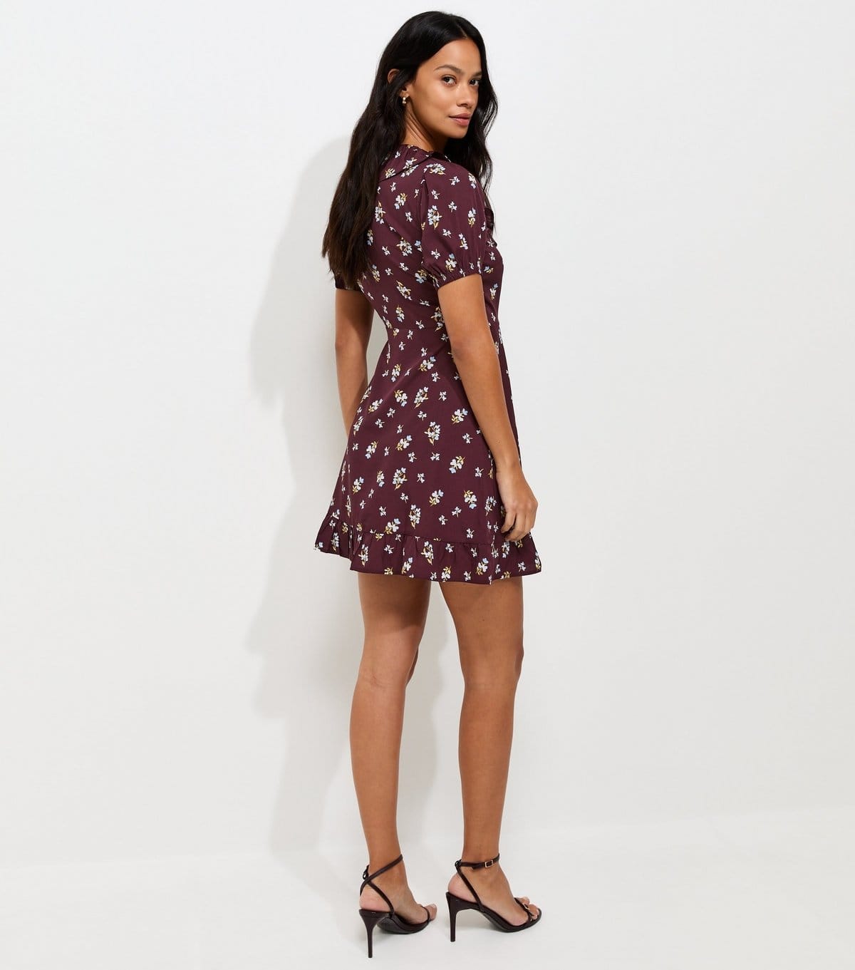 New Look Women's Brown Floral Short Sleeve Wrap Mini Dress New Look - 4