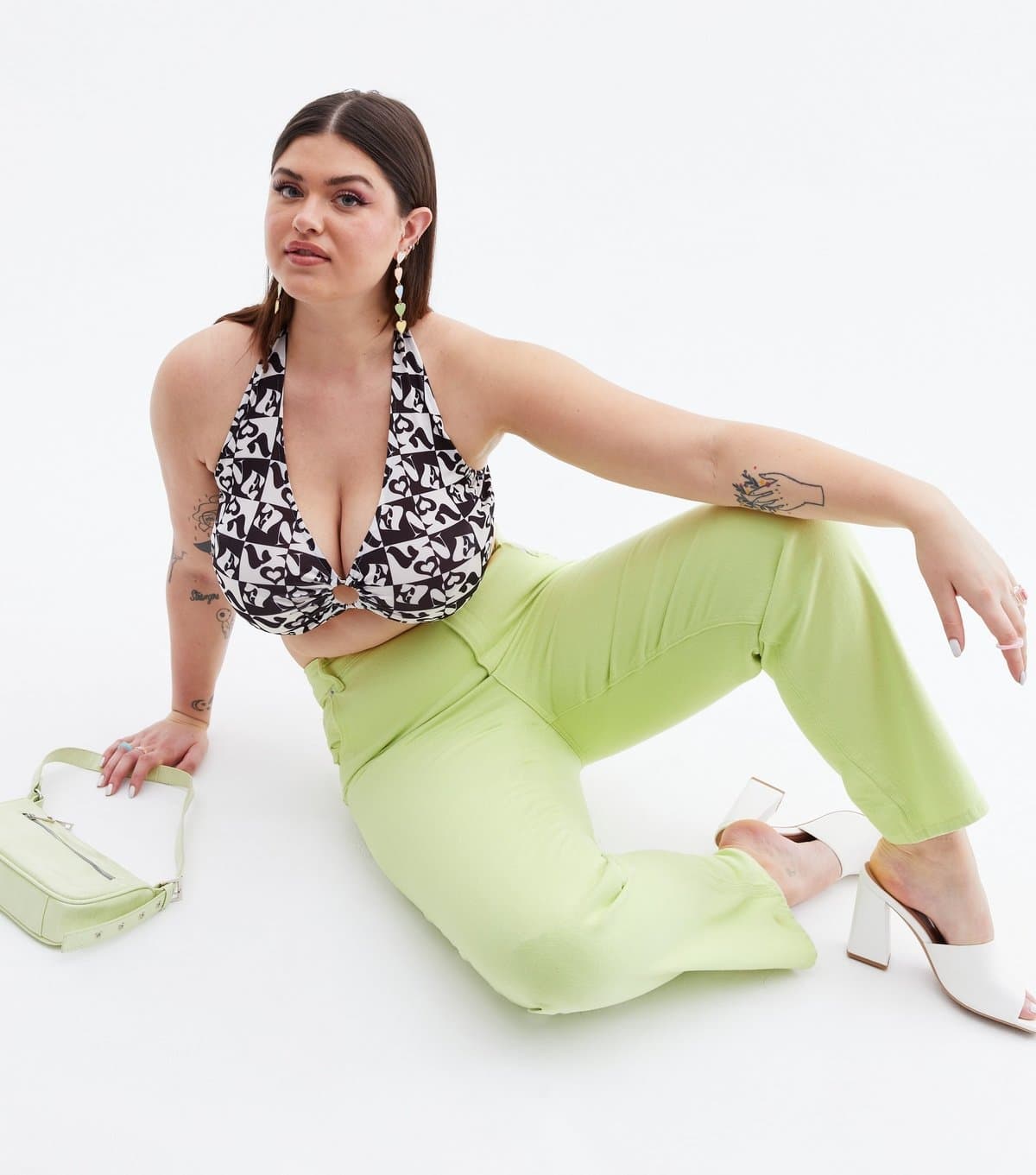 New Look New Look Plus Size Lime Green Tapered Jeans