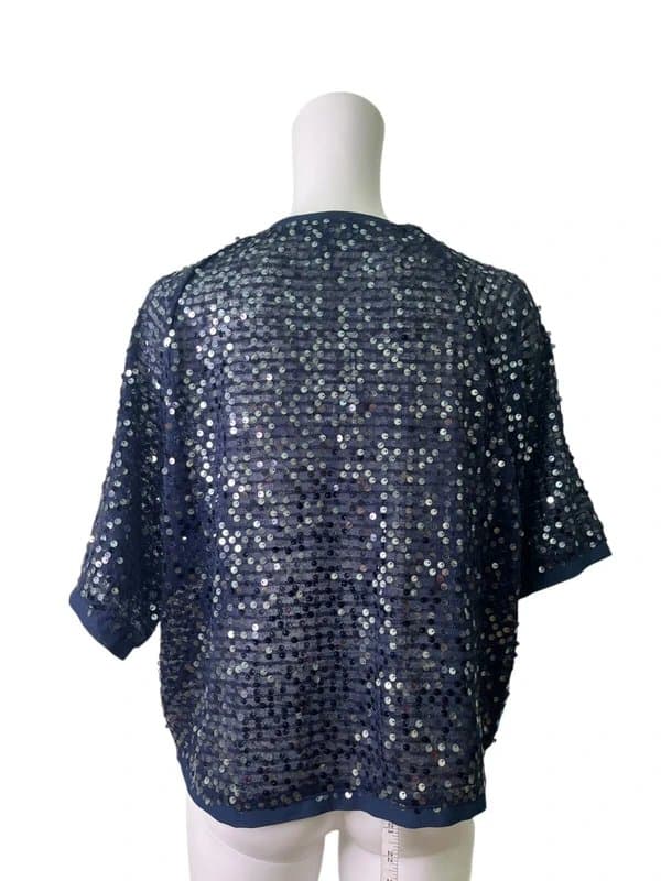 Next Next Sequinned Top Blouse Shirt Size 8 Womens Navy Blue Party NEW EU36 RRP £28
