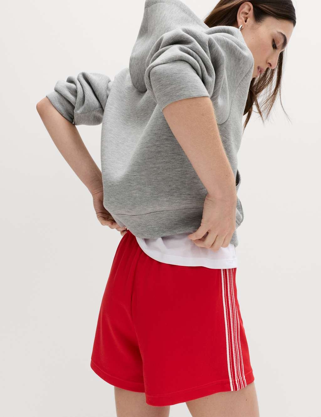 Marks & Spencer M&S Cotton Rich Side Stripe Shorts Red - 2