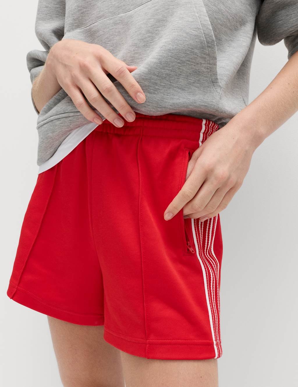 Marks & Spencer M&S Cotton Rich Side Stripe Shorts Red - 4