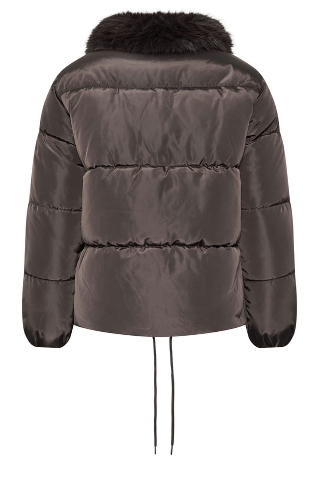 Yours Yours Women's Funnel Neck Padded Coat in Brown - 3
