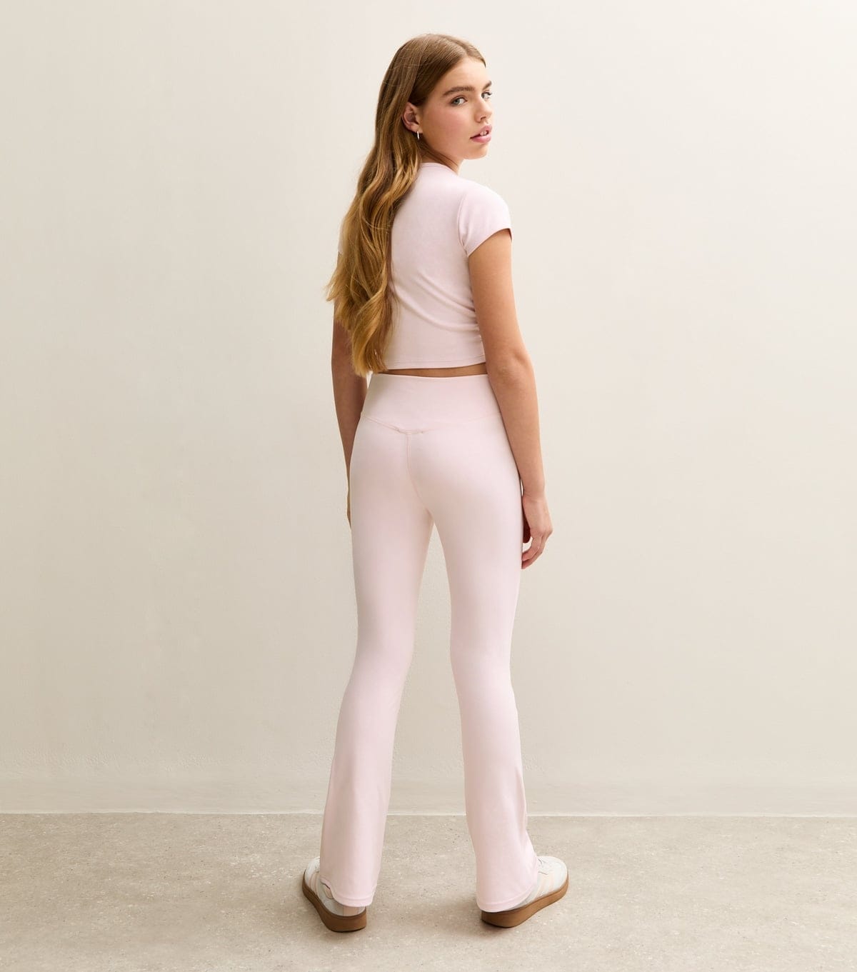 New Look Girls' Light Pink Dipped Waistband Flared Leggings New Look - 4