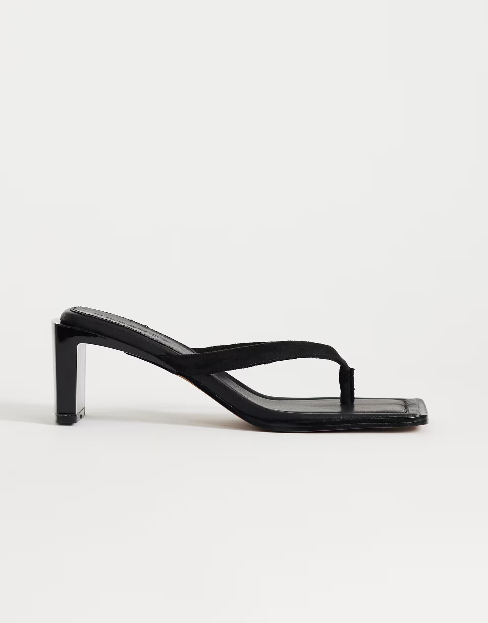 ASOS Topshop Sadie toe thong mid heel in black
