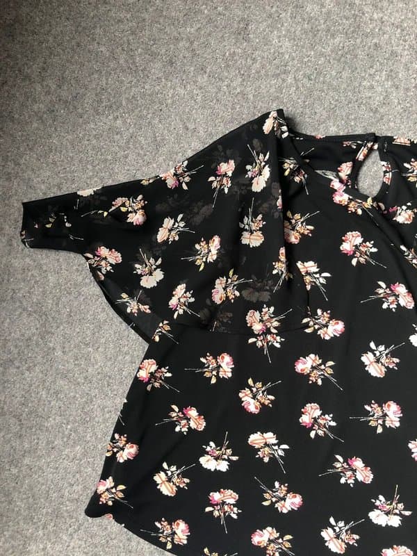 Topshop Black Topshop blouse with pink flowers