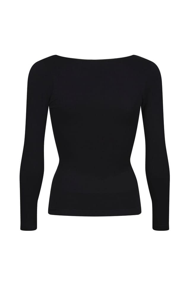 Ruey Ruey Women's Essentials Long Sleeve Top Sculpting Stretch Everyday Fit in Black - 2