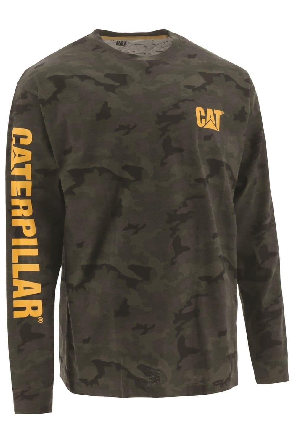 Caterpillar Caterpillar Men's Trademark Banner Long Sleeve Tee in Dark Green